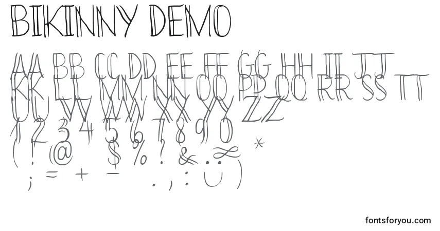Шрифт Bikinny Demo – алфавит, цифры, специальные символы