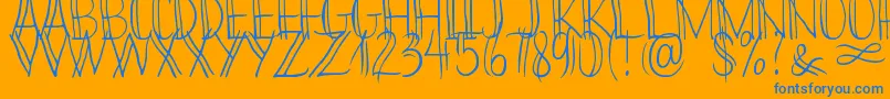 Bikinny Demo-Schriftart – Blaue Schriften auf orangefarbenem Hintergrund