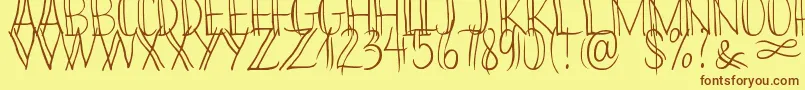 Bikinny Demo-Schriftart – Braune Schriften auf gelbem Hintergrund