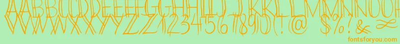 Weitere Informationen zur Bikinny Demo-Schriftart Bikinny Demo-Schriftart – Orangefarbene Schriften auf grünem Hintergrund