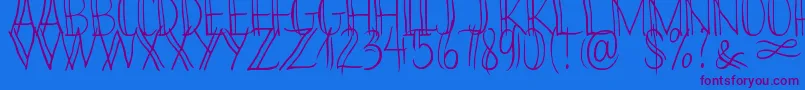 Bikinny Demo-Schriftart – Violette Schriften auf blauem Hintergrund