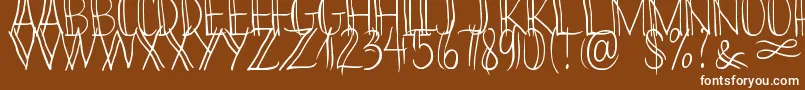 Bikinny Demo-Schriftart – Weiße Schriften auf braunem Hintergrund