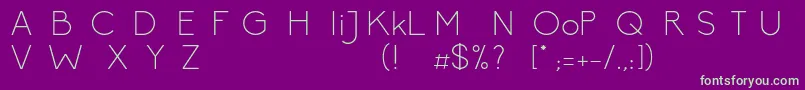Biko Light Restricted-Schriftart – Grüne Schriften auf violettem Hintergrund