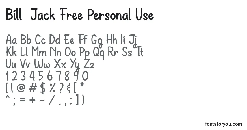 A fonte Bill  Jack Free Personal Use – alfabeto, números, caracteres especiais