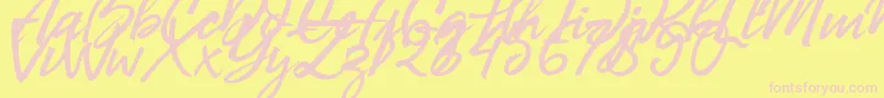 Bill Smith Demo-Schriftart – Rosa Schriften auf gelbem Hintergrund