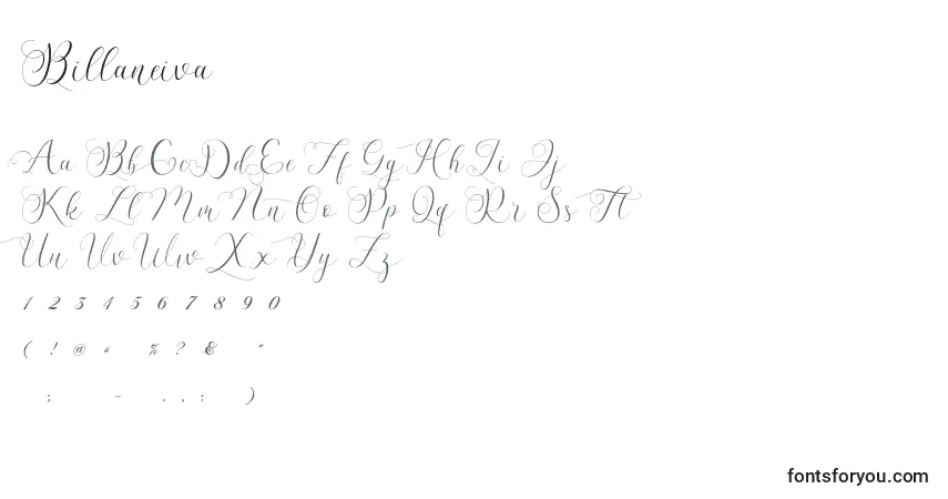 Schriftart Billaneiva – Alphabet, Zahlen, spezielle Symbole