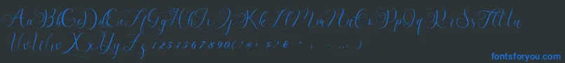 フォントBillaneiva – 黒い背景に青い文字