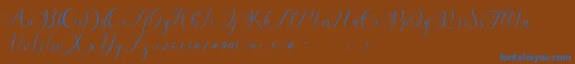Billaneiva-Schriftart – Blaue Schriften auf braunem Hintergrund