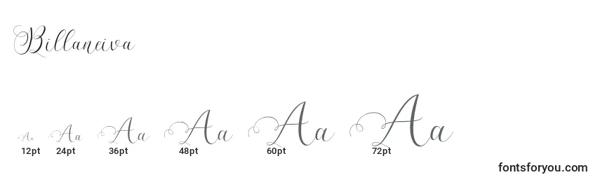 Billaneiva Font Sizes