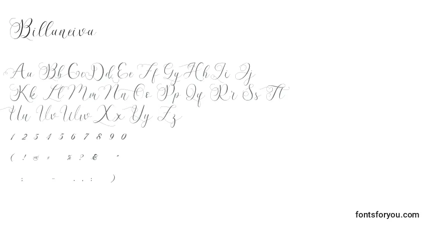 Шрифт Billaneiva (121290) – алфавит, цифры, специальные символы