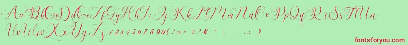 フォントBillaneiva – 赤い文字の緑の背景