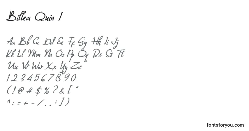 Шрифт Billea Quin 1 – алфавит, цифры, специальные символы