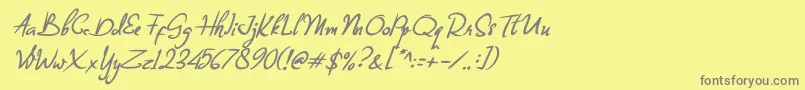 フォントBillea Quin 1 – 黄色の背景に灰色の文字