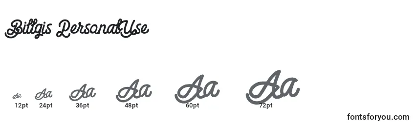 Billgis   Personal Use Font Sizes