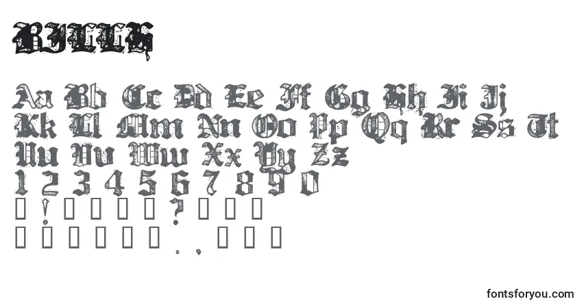A fonte BILLH    (121296) – alfabeto, números, caracteres especiais