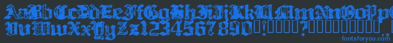 BILLH   -Schriftart – Blaue Schriften auf schwarzem Hintergrund