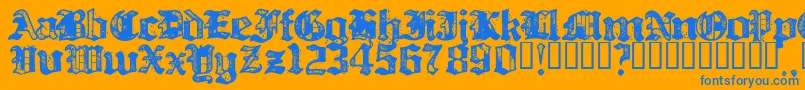 BILLH   -Schriftart – Blaue Schriften auf orangefarbenem Hintergrund