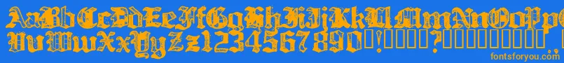 フォントBILLH    – オレンジ色の文字が青い背景にあります。