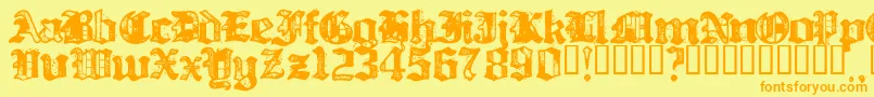 BILLH   -Schriftart – Orangefarbene Schriften auf gelbem Hintergrund