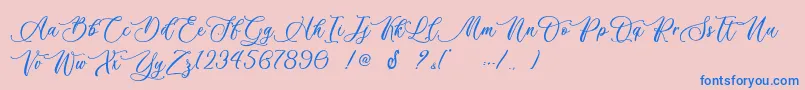 Billion Calligraphy   Personal Use-Schriftart – Blaue Schriften auf rosa Hintergrund