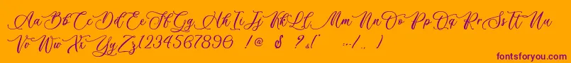 Billion Calligraphy   Personal Use-Schriftart – Violette Schriften auf orangefarbenem Hintergrund