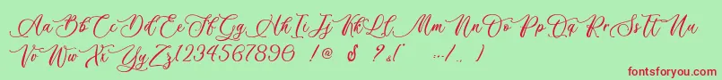 Fonte Billion Calligraphy   Personal Use – fontes vermelhas em um fundo verde