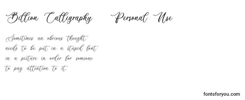 Review of the Billion Calligraphy   Personal Use Font