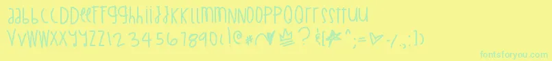 Czcionka BillionMillionIWish – zielone czcionki na żółtym tle