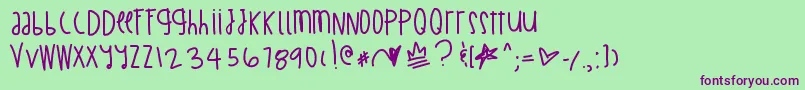 BillionMillionIWish-Schriftart – Violette Schriften auf grünem Hintergrund
