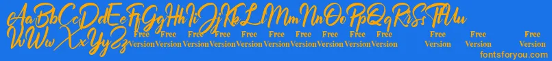 Billionthine Personal Use Only Font – Orange Fonts on Blue Background