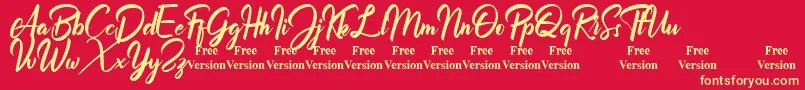 Billionthine Personal Use Only-fontti – keltaiset fontit punaisella taustalla