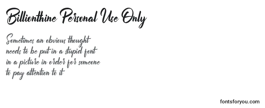 Schriftart Billionthine Personal Use Only