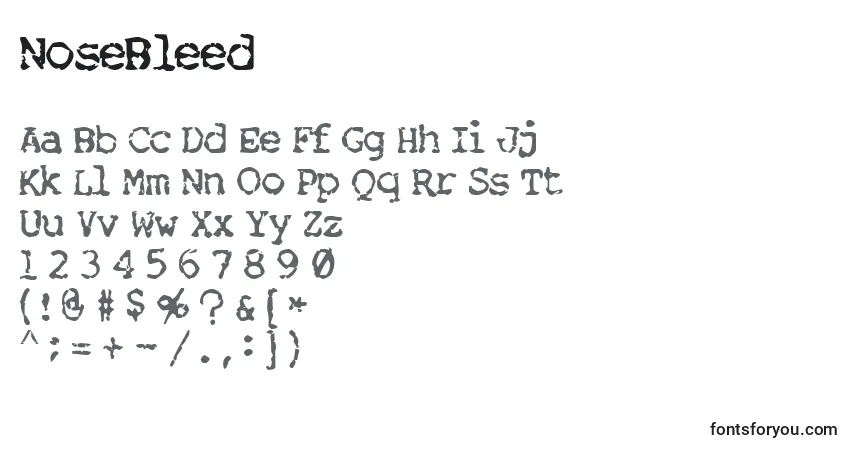 Шрифт NoseBleed – алфавит, цифры, специальные символы