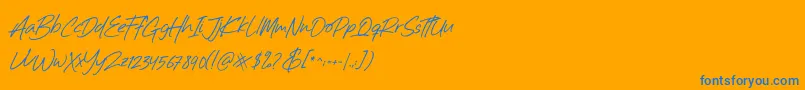 Billistone-Schriftart – Blaue Schriften auf orangefarbenem Hintergrund