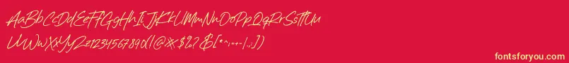 Billistone-Schriftart – Gelbe Schriften auf rotem Hintergrund