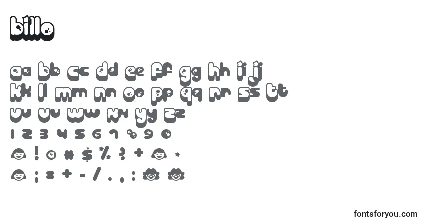 BILLO    (121303)-fontti – aakkoset, numerot, erikoismerkit
