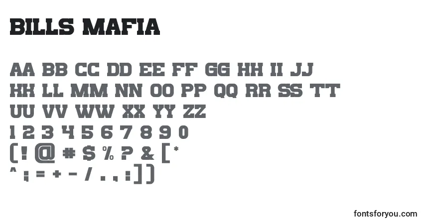 A fonte Bills Mafia – alfabeto, números, caracteres especiais