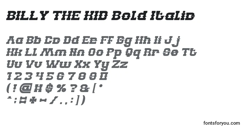 BILLY THE KID Bold Italic-fontti – aakkoset, numerot, erikoismerkit