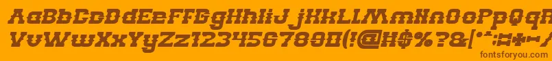 Weitere Informationen zur BILLY THE KID Bold Italic-Schriftart BILLY THE KID Bold Italic-Schriftart – Braune Schriften auf orangefarbenem Hintergrund