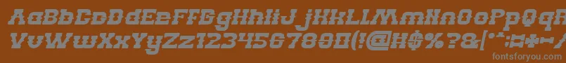 Weitere Informationen zur BILLY THE KID Bold Italic-Schriftart BILLY THE KID Bold Italic-Schriftart – Graue Schriften auf braunem Hintergrund