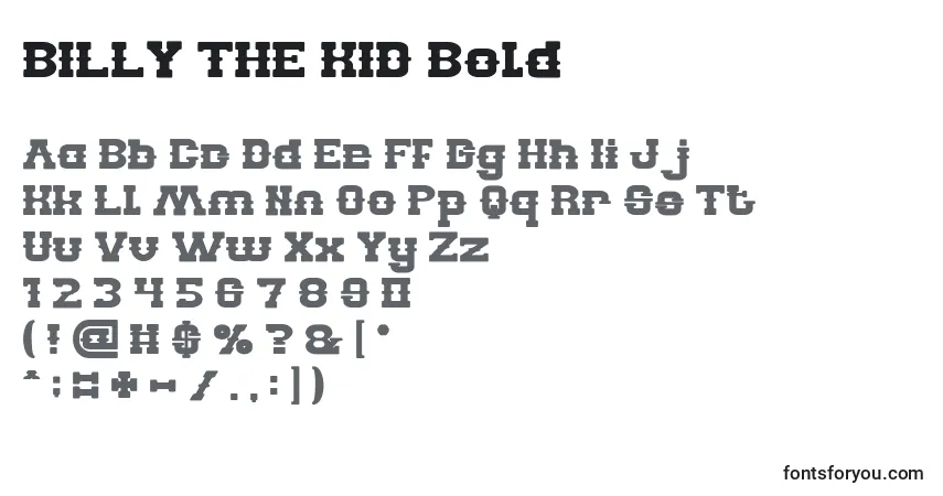 Czcionka BILLY THE KID Bold – alfabet, cyfry, specjalne znaki