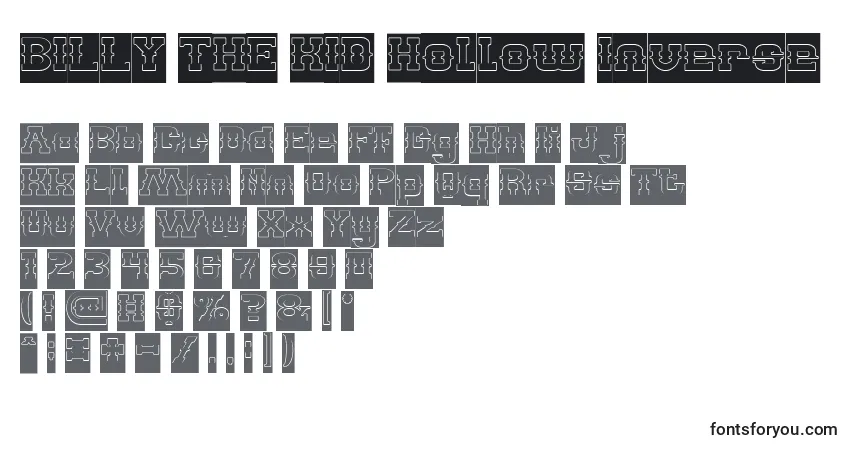 Schriftart BILLY THE KID Hollow Inverse – Alphabet, Zahlen, spezielle Symbole