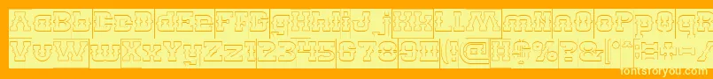 BILLY THE KID Hollow Inverse-Schriftart – Gelbe Schriften auf orangefarbenem Hintergrund