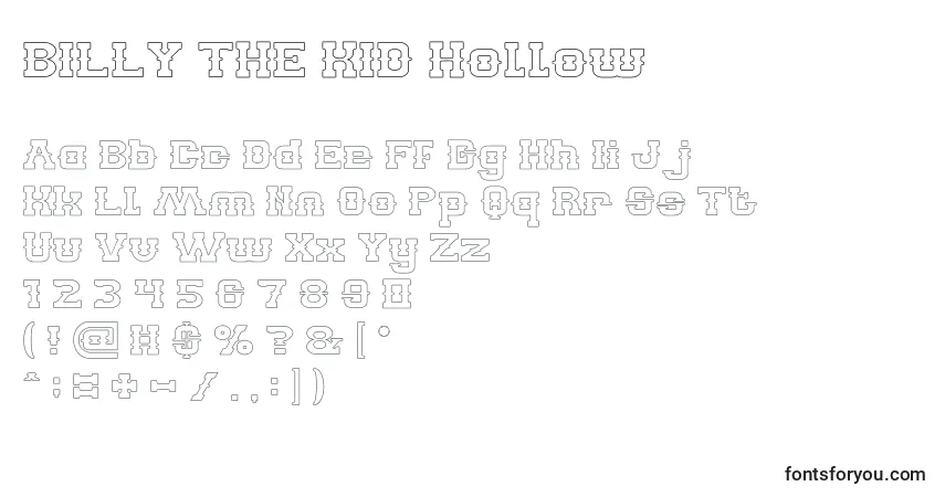 Шрифт BILLY THE KID Hollow – алфавит, цифры, специальные символы