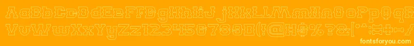 BILLY THE KID Hollow-Schriftart – Gelbe Schriften auf orangefarbenem Hintergrund