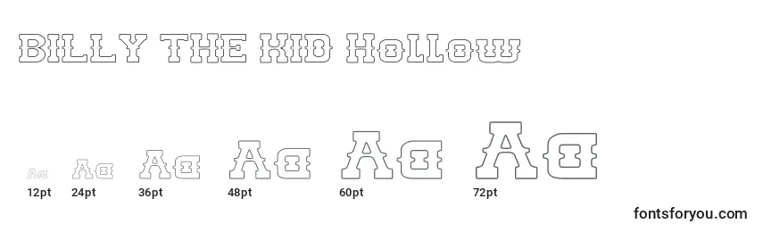 BILLY THE KID Hollow Font Sizes