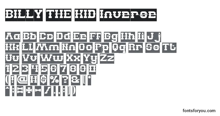 Шрифт BILLY THE KID Inverse – алфавит, цифры, специальные символы