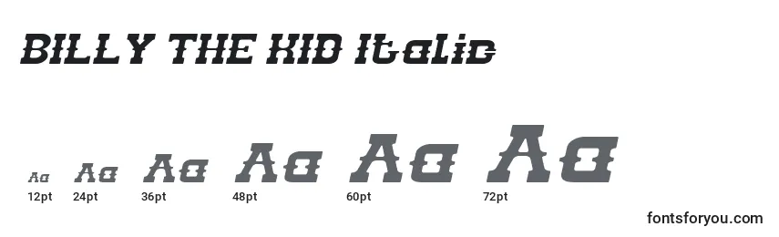 Größen der Schriftart BILLY THE KID Italic