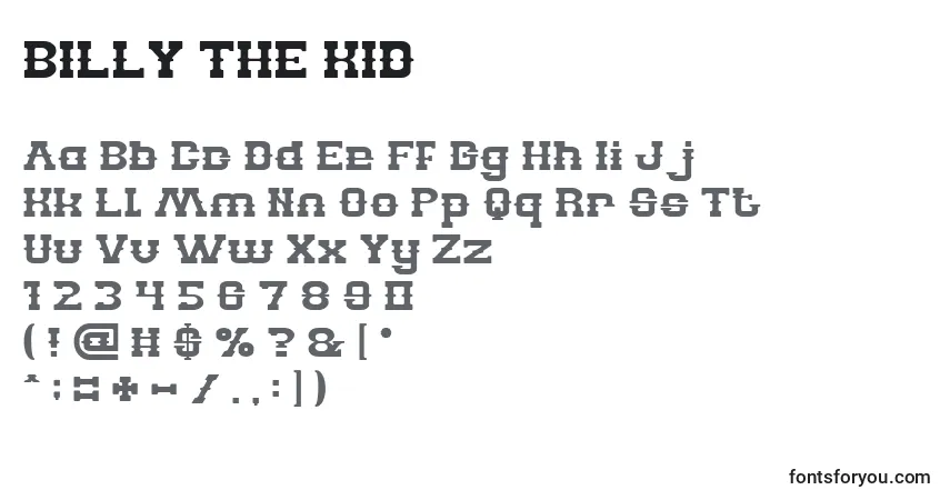 Schriftart BILLY THE KID – Alphabet, Zahlen, spezielle Symbole