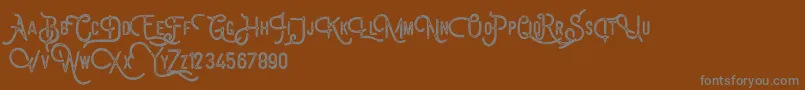 Weitere Informationen zur Billyforges Demo-Schriftart Billyforges Demo-Schriftart – Graue Schriften auf braunem Hintergrund